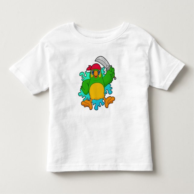 Camiseta Infantil Papagaio como Pirata com Espada (Frente)