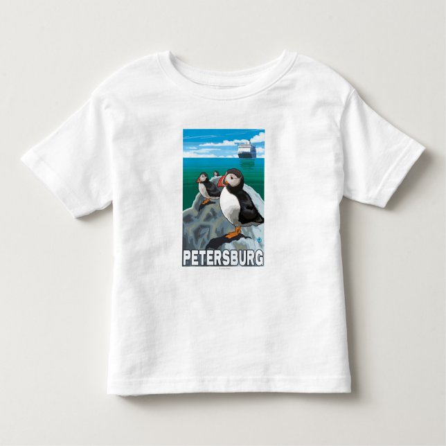 Camiseta Infantil Papagaio-do-mar & navio de cruzeiros - (Frente)