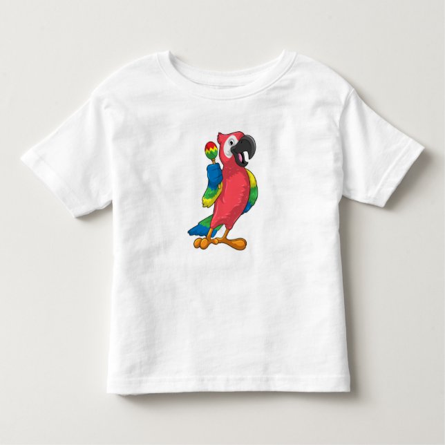 Camiseta Infantil Papagaio na Música com Maracas (Frente)