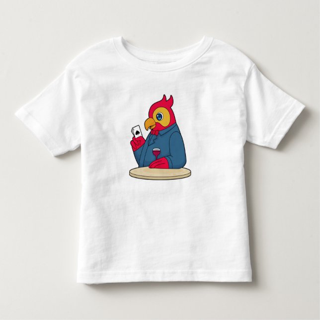 Camiseta Infantil Papagaio no Poker com cartões Poker (Frente)