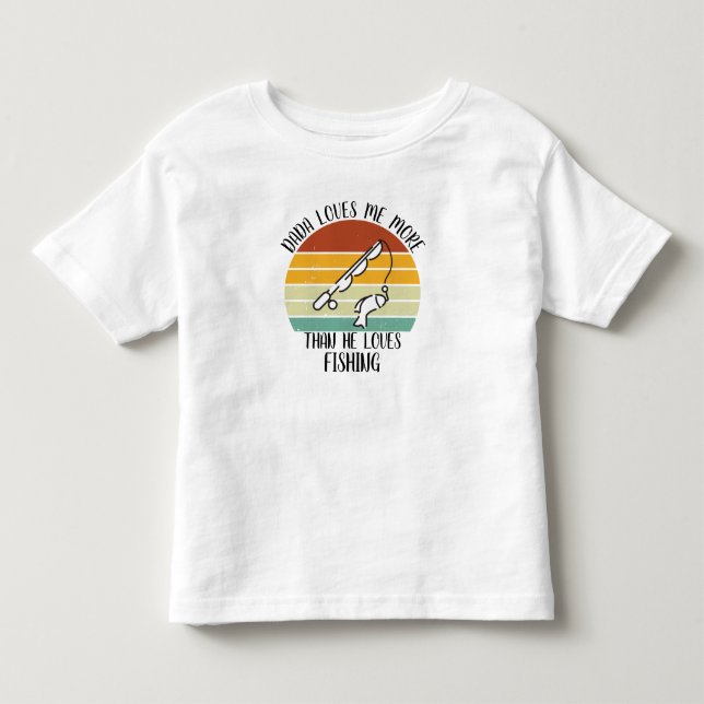 Camiseta Infantil Papai Ama Mais a Mim do que Ama Pescar (Frente)