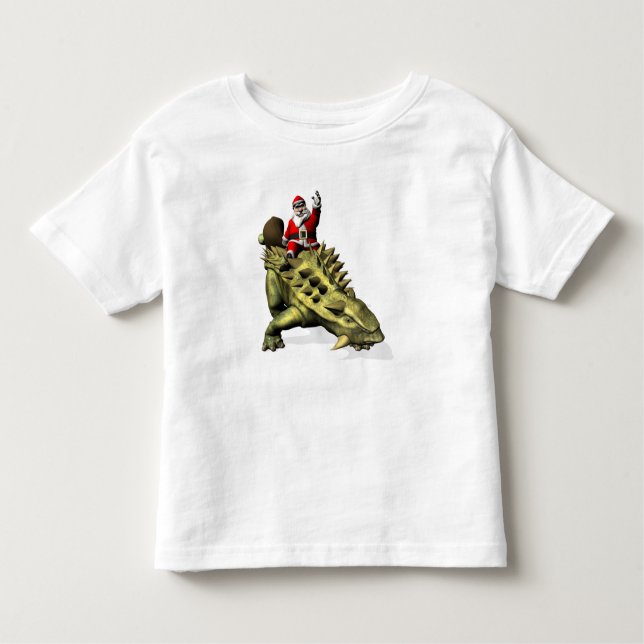 Camiseta Infantil Papai Noel Andando Em Talarurus (Frente)