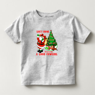 Camiseta Infantil Papai Noel Caubói Sabe Que Você Foi Uma Boa Caubói