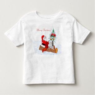 Camiseta Infantil Papai Noel com Raposa e Esquilo do Coelho