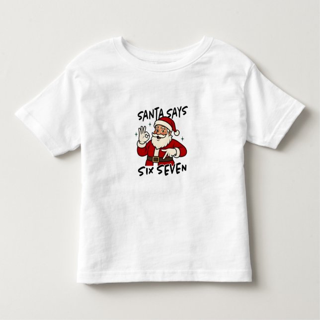 Camiseta Infantil Papai Noel Diz Seis Sete 6 7 Divertido Brainrot Na (Frente)