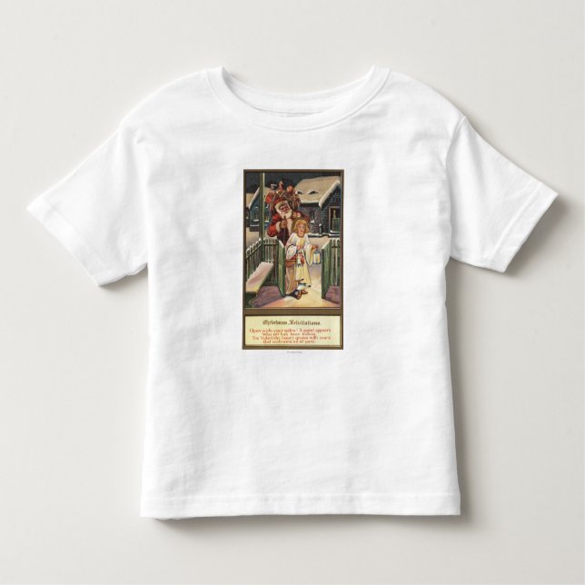 Camiseta Infantil Papai noel e anjo com lanterna (Frente)