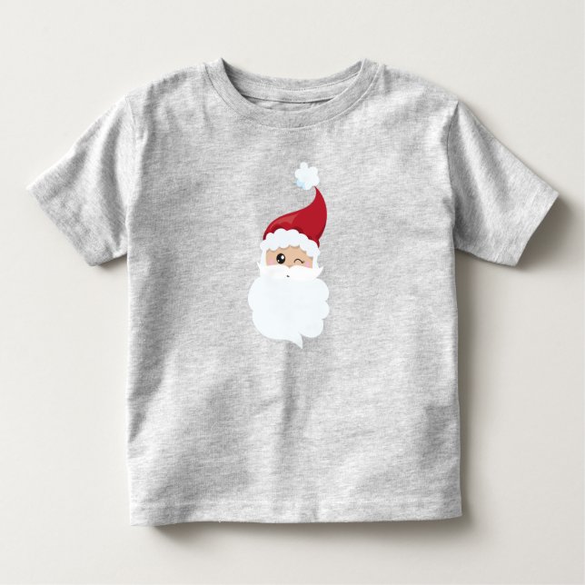 Camiseta Infantil Papai Noel, Papai Noel, Papais noeis Winking, Nata (Frente)