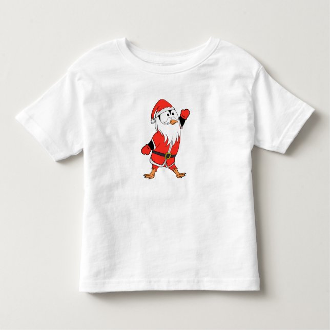 Camiseta Infantil Papai Noel Pinguim Pronta para o Natal (Frente)