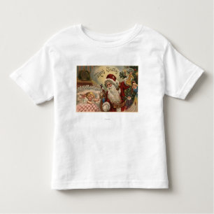 Camiseta Infantil Papai noel que guardara a boneca, menina de sono