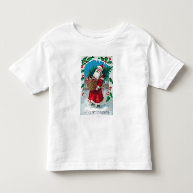 Camiseta Infantil Papai noel que guardara a cesta da cena dos (Frente)