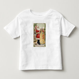 Camiseta Infantil Papai noel que guardara um saco de transbordamento
