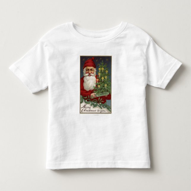 Camiseta Infantil Papai noel que guardara uma árvore iluminada por (Frente)