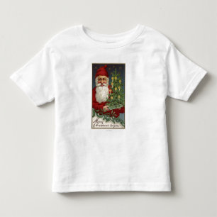 Camiseta Infantil Papai noel que guardara uma árvore iluminada por
