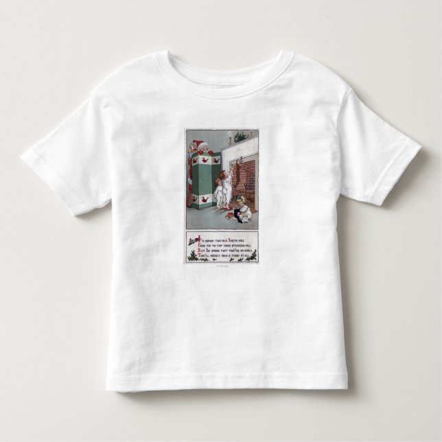 Camiseta Infantil Papai noel que olha da tela de trás (Frente)