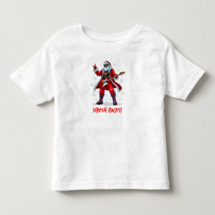 Camiseta Infantil Papai Noel Rocks! Divertido Papai Noel tocando vio