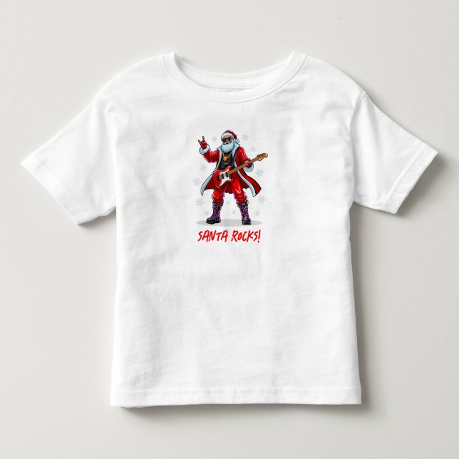Camiseta Infantil Papai Noel Rocks! Divertido Papai Noel tocando vio (Frente)