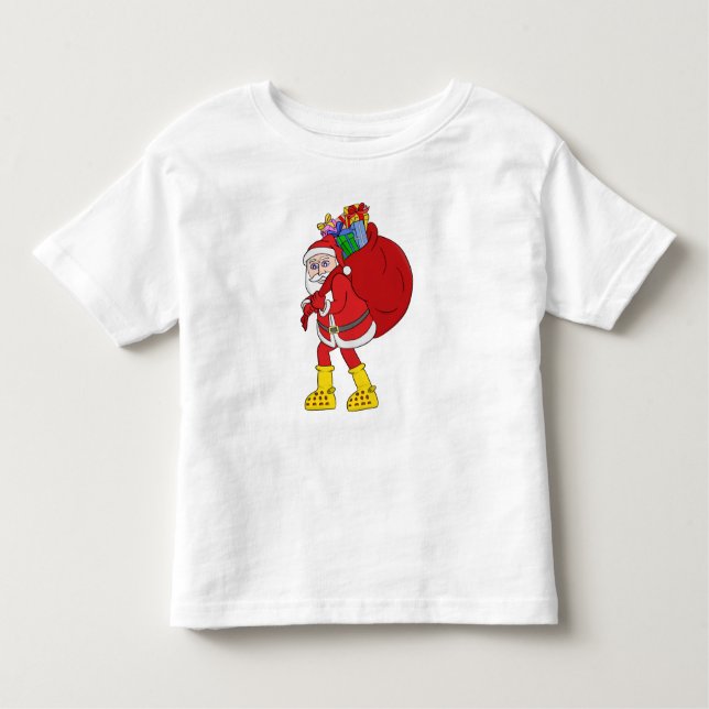 Camiseta Infantil Papai Noel Vestindo Big Yellow Boots (Frente)