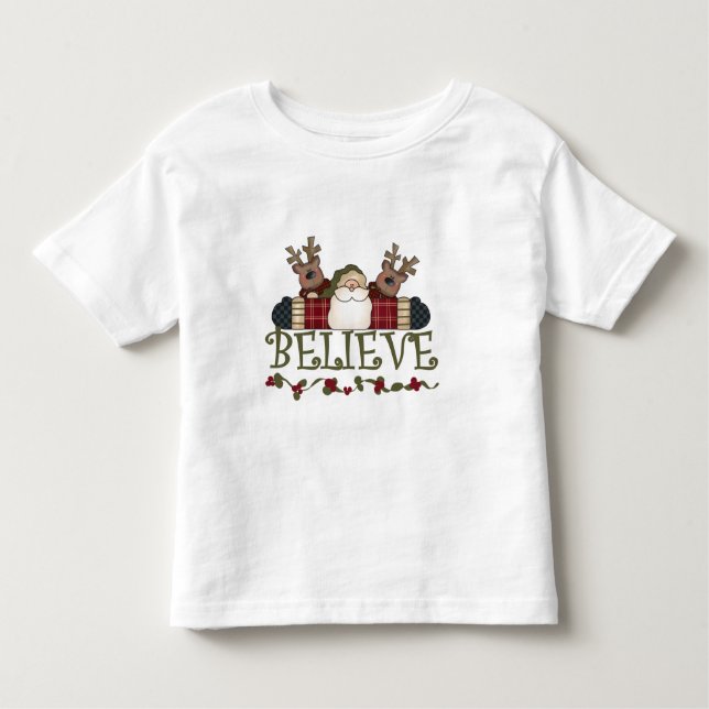 Camiseta Infantil Papais noeis acreditam em T-shirts e presentes (Frente)