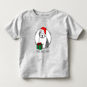 Camiseta Infantil Papais noeis De Natal Cão Velho Inglês (Cinza 1)
