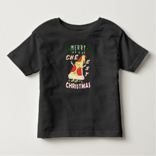 Camiseta Infantil Papais noeis de Natal Cheesy feliz Pizza Natal