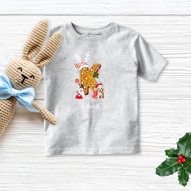 Camiseta Infantil Papais noeis de Natal Gingerpão - Letra K Boy (Criador carregado)