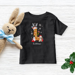 Camiseta Infantil Papais noeis de Natal Gingerpão - Letra L Boy