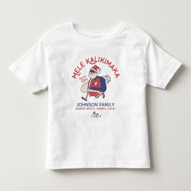 Camiseta Infantil Papais noeis Mele Kalikimaka do Havaí (Frente)