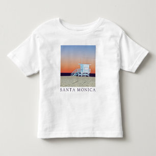 Camiseta Infantil Papais noeis Monica Beach   Los Angeles, Califórni