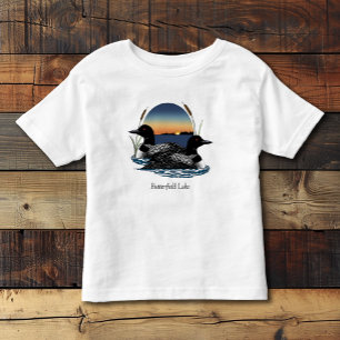 Camiseta Infantil Par de mergulhões do lago Butterfield