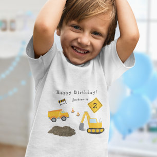 Camiseta Infantil Parabéns da Construção - Nome e Idade do Menino