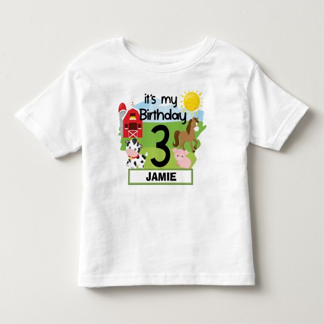 Camiseta Infantil Parabéns para Fazenda Personalizada Feliz, 1-5 (ta (Frente)