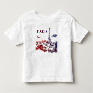 Camiseta Infantil Paris City Skyline Eifel Tower Viagem França