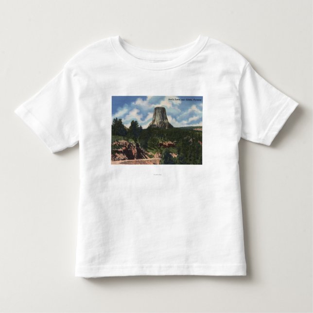 Camiseta Infantil Parque nacional de Teton, WY - a torre do diabo (Frente)