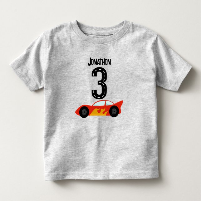 Camiseta Infantil Partido de aniversário de 3 anos de Racecar Person (Frente)