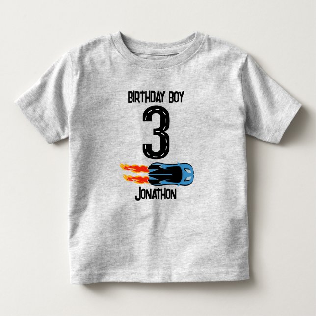 Camiseta Infantil Partido de aniversário de 3 anos de Racecar Person (Frente)