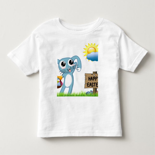 Camiseta Infantil Páscoa Bunny quer um Felz pascoa (Frente)