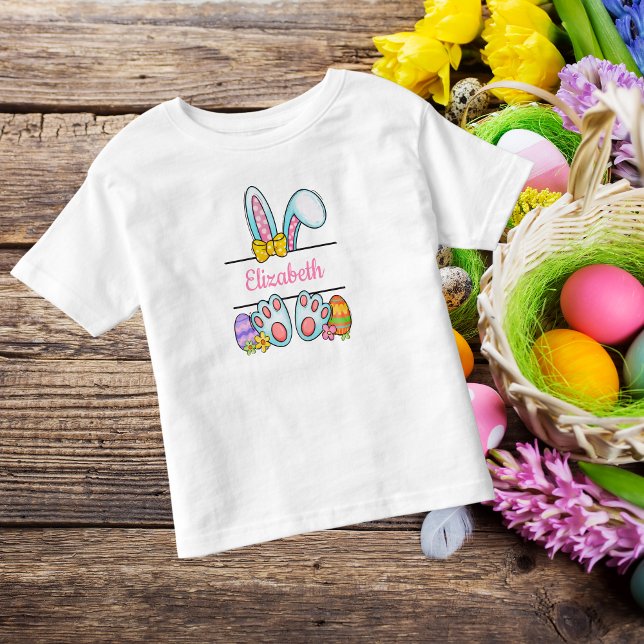 Camiseta Infantil Páscoa de Monograma e Páscoa de Bunny Toddler (Criador carregado)