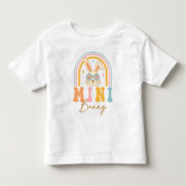 Camiseta Infantil Páscoa Mini Coelho Arco-Íris Colorida Whimsical