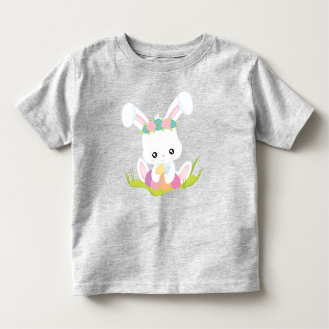 Camiseta Infantil Páscoa, Ovos De Páscoa, Coelhinho Bonito, Coelhinh (Frente)
