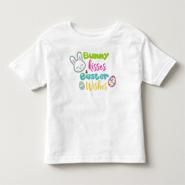 Camiseta Infantil Páscoa, Páscoas de Beijos Coelhinhos, Ovos de Pásc (Frente)