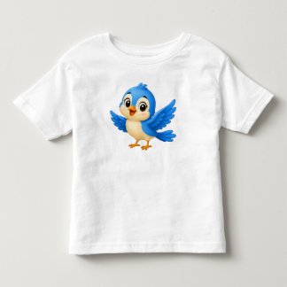 Camiseta Infantil Passarinho Azul de Desenho Animado Fofo - Feliz Pa