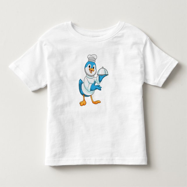Camiseta Infantil Pássaro como cozinheiro com Púltimo (Frente)