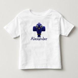 Camiseta Infantil Pássaro de desenho azul e tipografia
