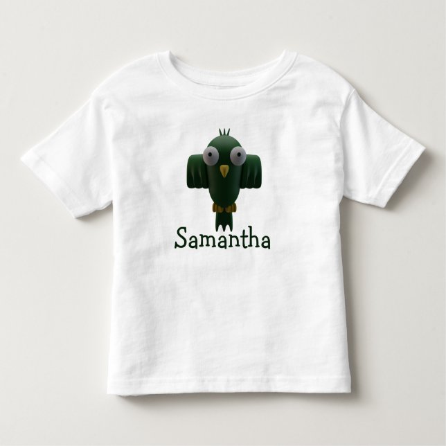 Camiseta Infantil Pássaro de desenho verde e t-shirt Toddler (Frente)
