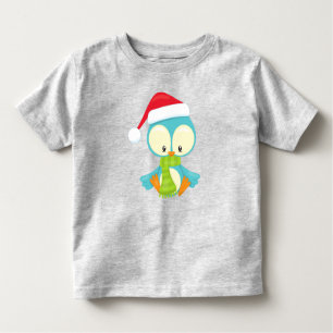 Camiseta Infantil Pássaro de Natal, Pássaro com chapéu, Pássaro com