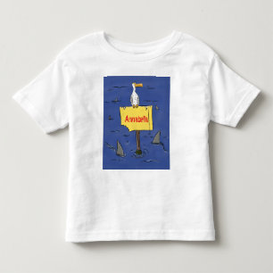 Camiseta Infantil Pássaro-do-mar engraçado circulado por desenhos