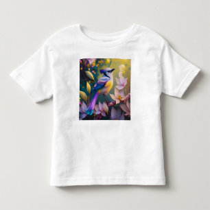 Camiseta Infantil Passaro Fantasia Violeta Tuftada Amarelo Peito