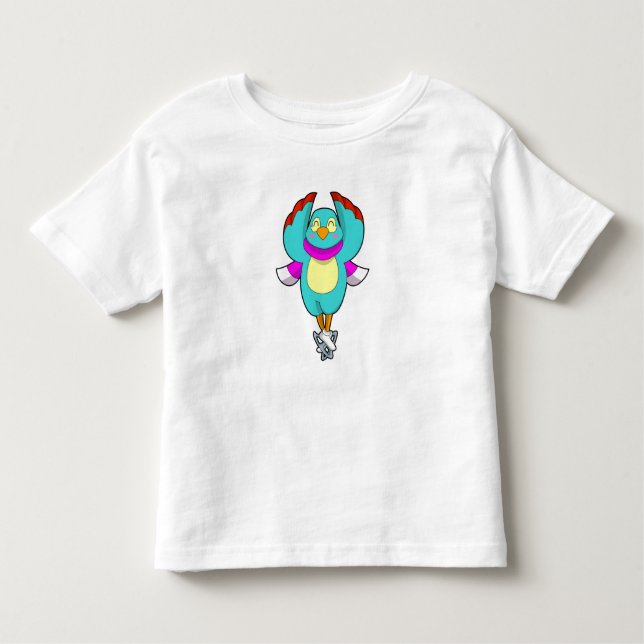 Camiseta Infantil Pássaro na patinação de gelo com skates de gelo.PN (Frente)