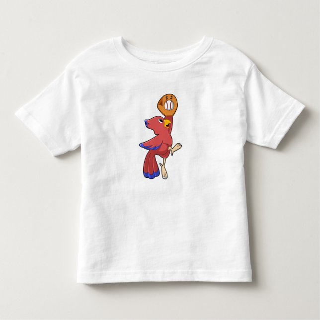 Camiseta Infantil Pássaro no Baseball com luva de beisebol (Frente)