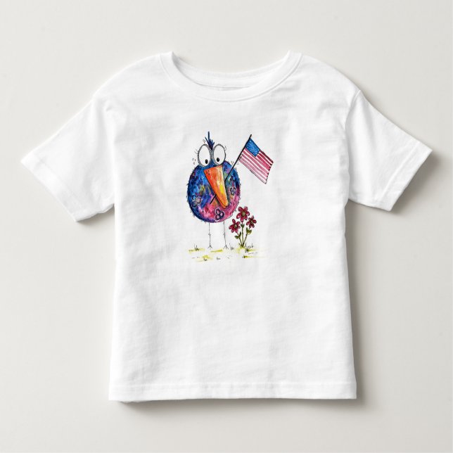 Camiseta Infantil Pássaro Patriótico Escocês com Bandeira (Frente)